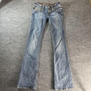 Rock Revival Jeans Womens 27 Blue Medium Wash Bootcut Denim Embroidered 27x33